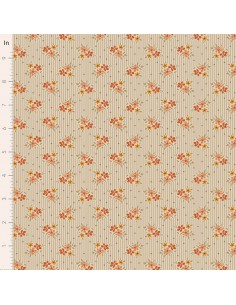 Tilda A Festive Autumn Nancy Cream, Tessuto Crema a righe con piccoli fiori Tilda Fabrics - 1