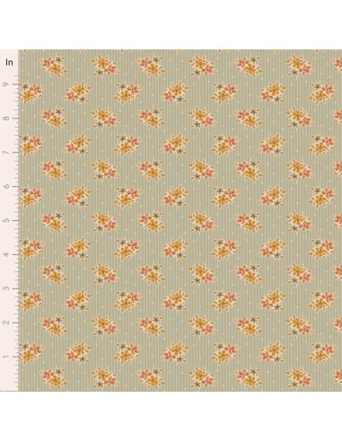 Tilda A Festive Autumn Nancy Mist, Tessuto Verde Chiaro a righe con piccoli fiori Tilda Fabrics - 1