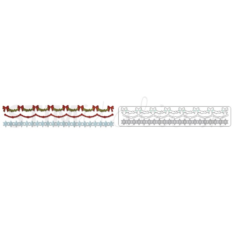 Sizzlits Decorative Strip Die - Holly, Beaded & Snowflake Garland by Tim Holtz Sizzix - Big Shot - 1