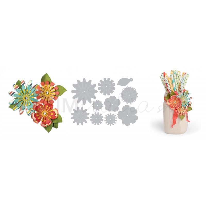 Thinlits Die Set 10PK Mix & Match Flowers by Lori Whitlock Sizzix - Big Shot - 1