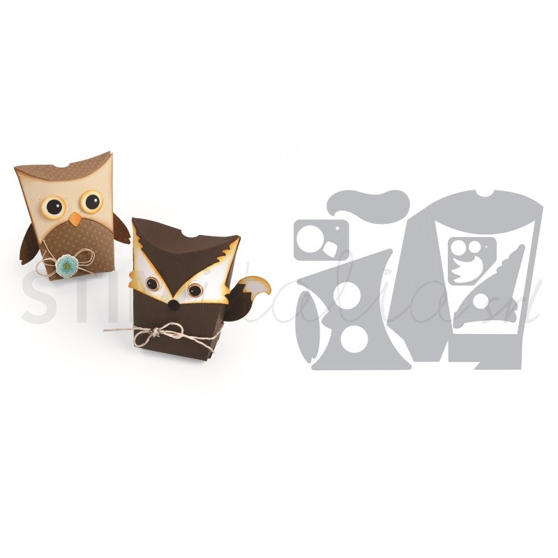 Thinlits Die Set 6PK Box, Owl & Fox by Jen Long Sizzix - Big Shot - 1