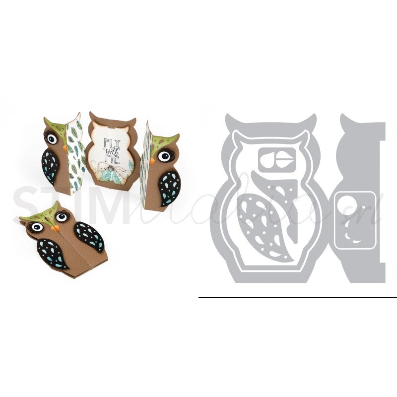 Thinlits Die Set 6PK Card, Owl Label Fold a Long by Jen Long Sizzix - Big Shot - 1