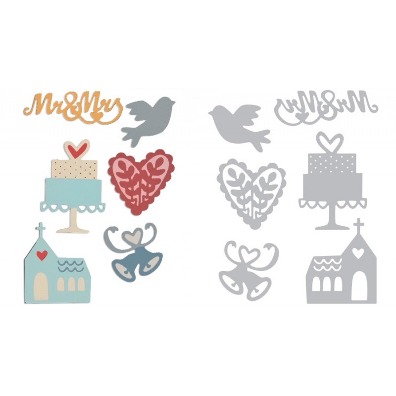 Thinlits Die Set 6pk Wedding Set by My Life Handmade Sizzix - Big Shot - 1