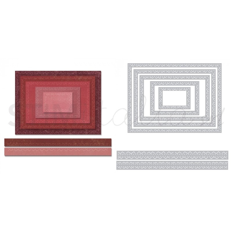 Thinlits Die Set 7PK Stitched Rectangles by Tim Holtz Sizzix - Big Shot - 1