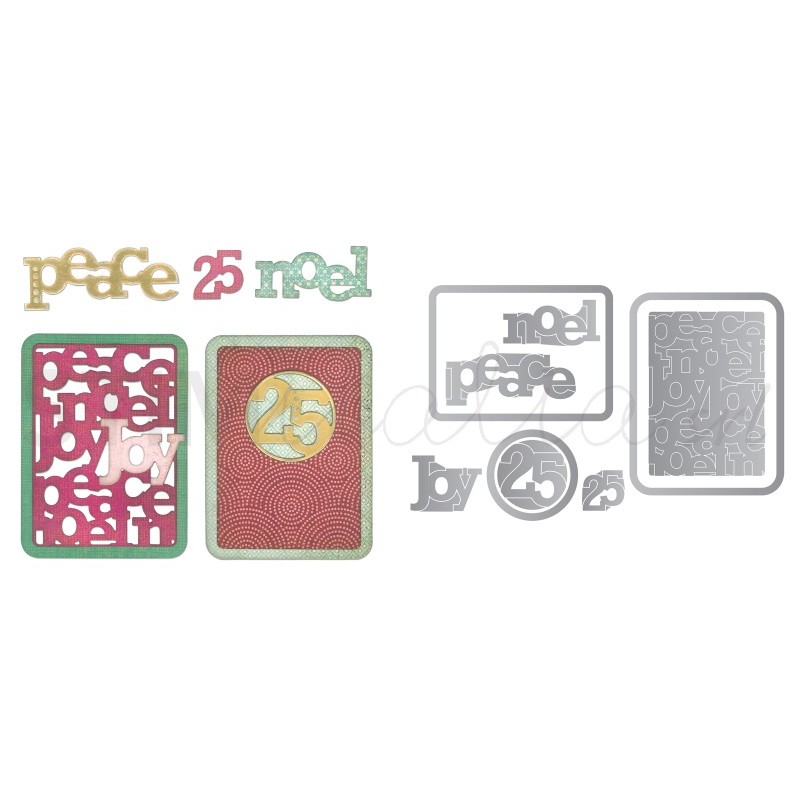 Thinlits Die Set 9PK - Christmas Phrase Cards by Paula Pascual Sizzix - Big Shot - 1