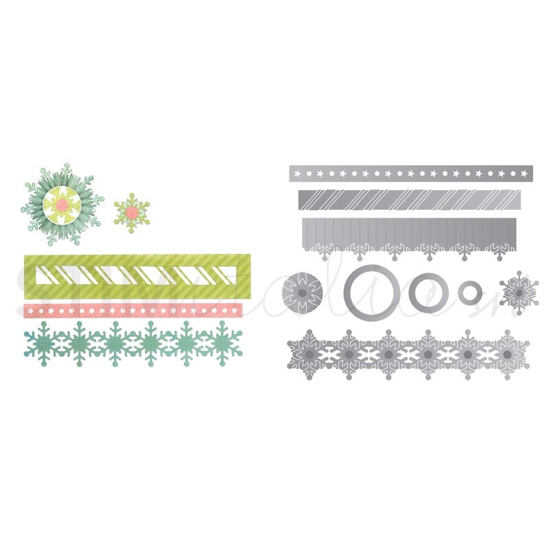 Thinlits Die Set 9PK Winter Borders & Rosette by Paula Pascual Sizzix - Big Shot - 1