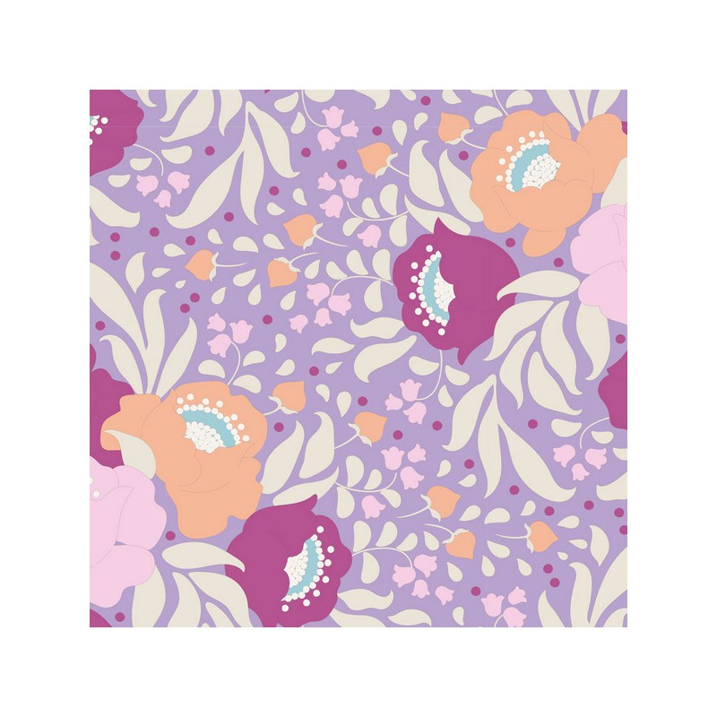 Tilda Tessuto 110 Plum Garden Autumn Bouquet, Fiori Autunnali fondo Lavanda Tilda Fabrics - 1