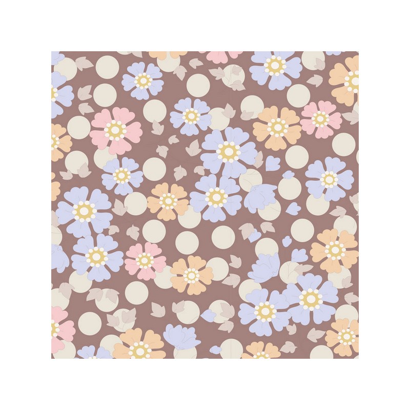 Tilda Tessuto 110 Plum Garden Teardrop, Fiore Anemone fondo Noce Moscata Tilda Fabrics - 1