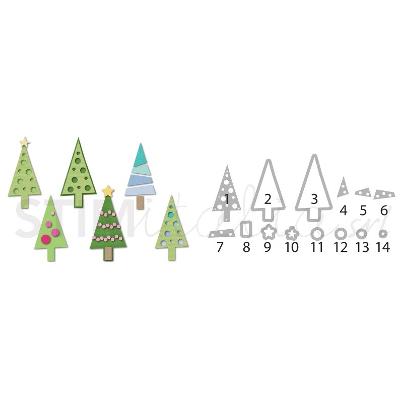Triplits Die Set 14PK - Christmas Trees by Stephanie Barnard Sizzix - Big Shot - 1