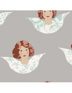 Tilda 110 Old Rose Angel Scraps, Tessuto Angeli su Grigio Tilda Fabrics - 1
