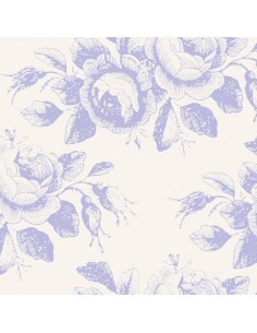 Tilda 110 Old Rose Mary, Tessuto con Rose Stilizzate Blu su Beige Tilda Fabrics - 1