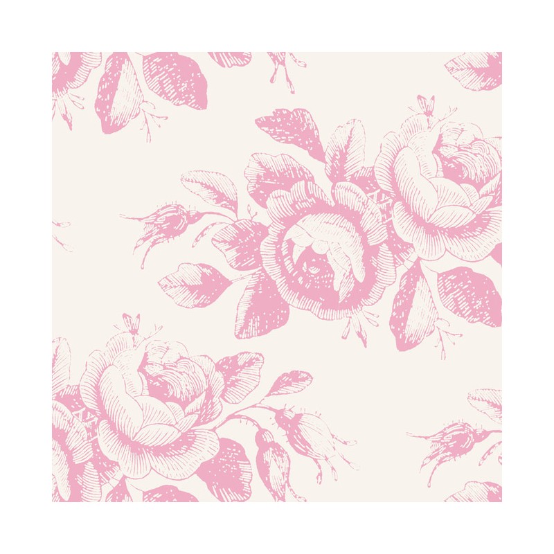 Tilda 110 Old Rose Mary, Tessuto con Rose Stilizzate su Rosa Tilda Fabrics - 1