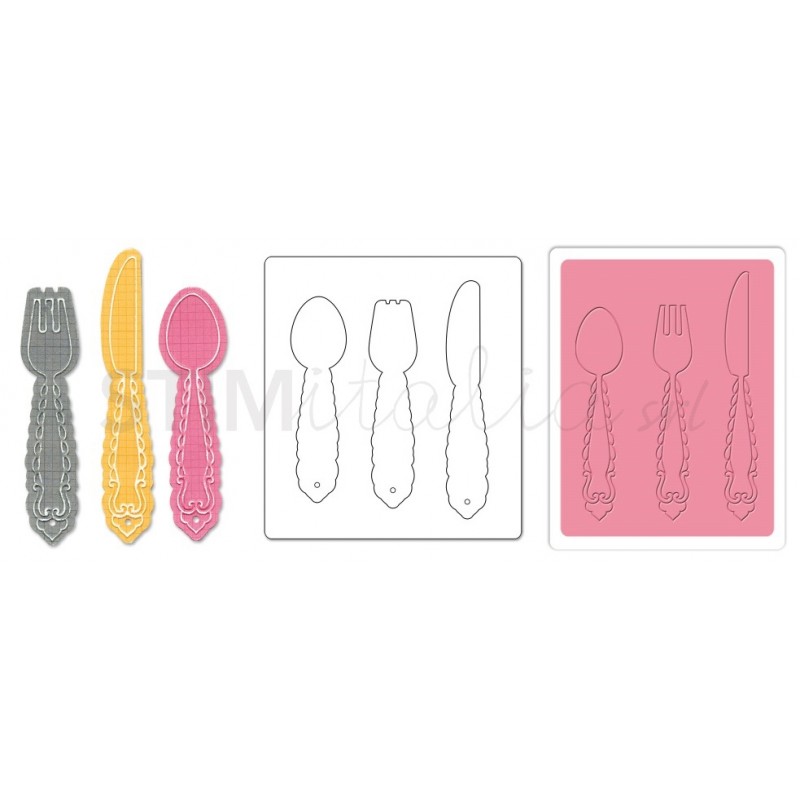 Bigz Die w/Bonus Textured Impressions - Silverware Tags by Jen Long_WWC Sizzix - Big Shot - 2