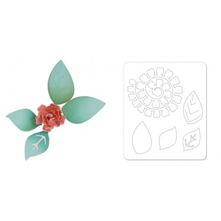 Sizzlits Die - Flower, Bloomw/Leaves 3-D by Scrappy Cat Sizzix - Big Shot - 2