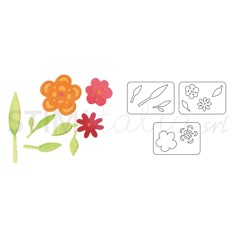 Sizzlits Die Set 3PK - Flowers & Leaves Set by Dena Designs Sizzix - Big Shot - 2