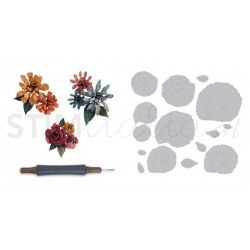 Thinlits Die Set 15PK Spiral Flowers by Tim Holtz Sizzix - Big Shot - 1 2