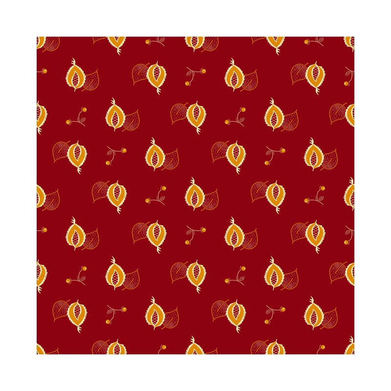 Past & Present - Leaves & Berries - Ruby Red Ellie's Quiltplace Textiles - 1