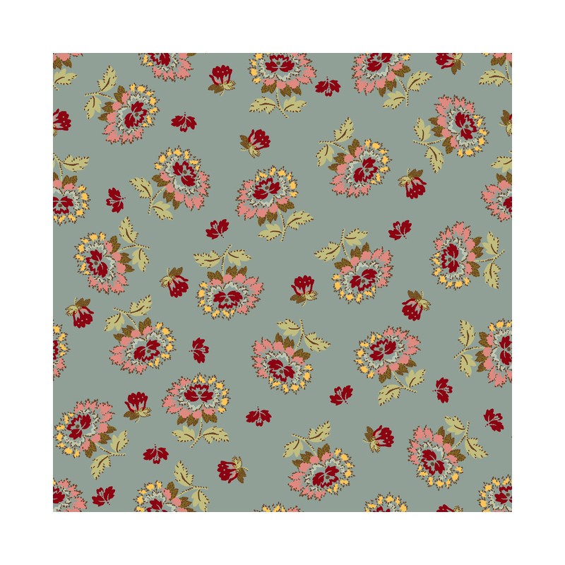 Remembering Tomorrow - Wild Roses - Stone Blue Ellie's Quiltplace Textiles - 1