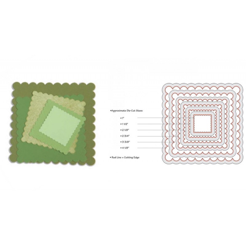 Framelits Die Set 8PK Squares, Scallop Sizzix - Big Shot - 1