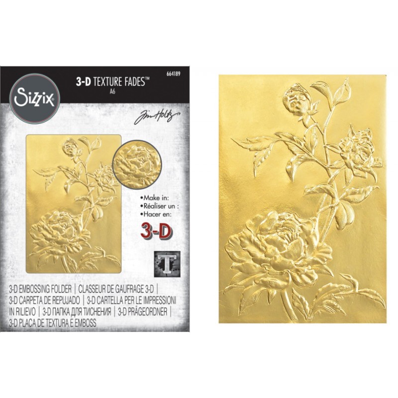 3-D Textured Impressions Embossing Folder - Roses by Tim Holtz® Sizzix - Big Shot - 1