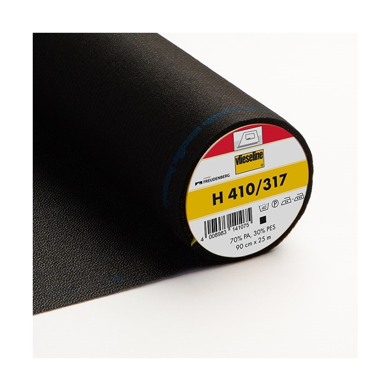 Interfodera Termoadesiva H 410 - Mediamente Pesante con Ordito Stabile - Nero h90 cm Vlieseline-Freudenberg - 1