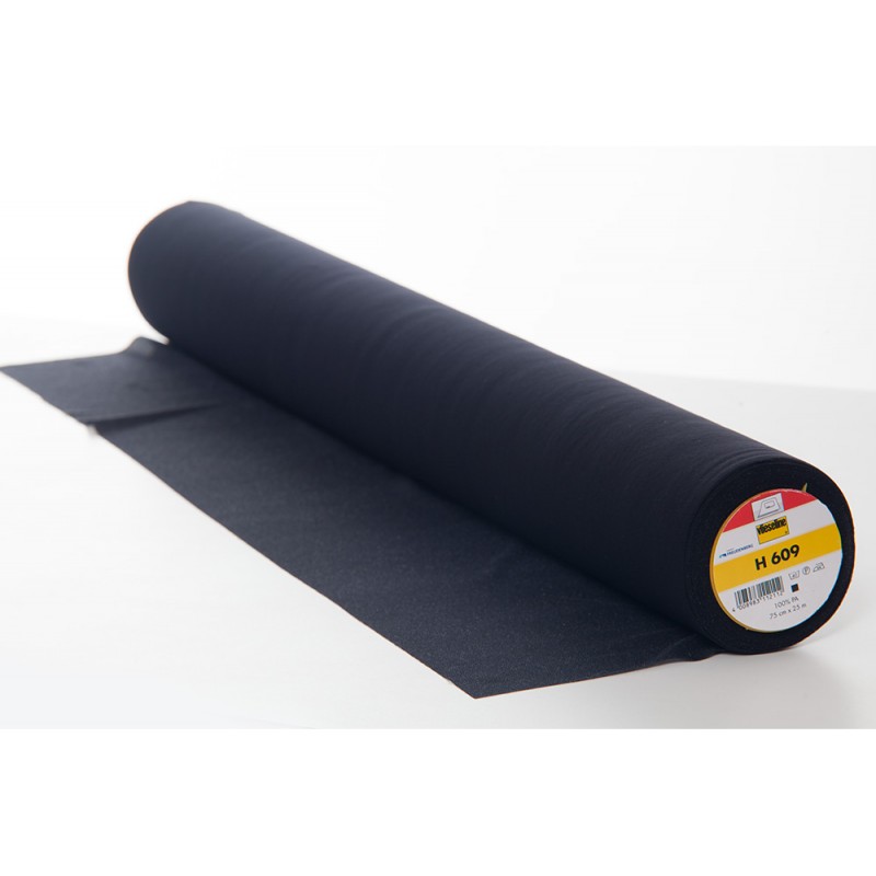 Interfodera Termoadesiva H 609 - Leggera, Morbida e Bielastica - Nero h75 cm Vlieseline-Freudenberg - 1