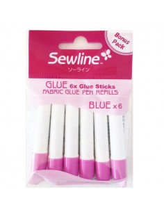 GLUE PEN - 6 Ricariche per Colla Stick per Tessuto Idrosolubile Blu Sewline - 1