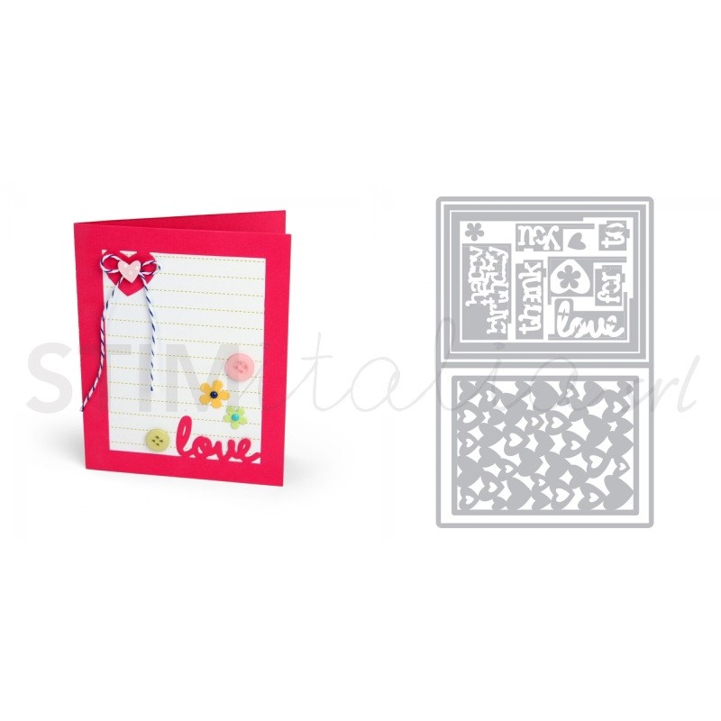 Framelits Die Set 14PK Card w/Lovely Sentiments Drop-ins Sizzix - Big Shot - 1