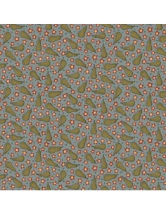 Henry Glass, On The 12th Day by Anni Downs - Tessuto Blu con Pere e Stelle - 110cm Henry Glass - 1