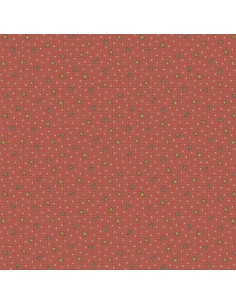 Henry Glass, On The 12th Day by Anni Downs - Tessuto Rosso con Cuori e Stelle - 110cm Henry Glass - 1
