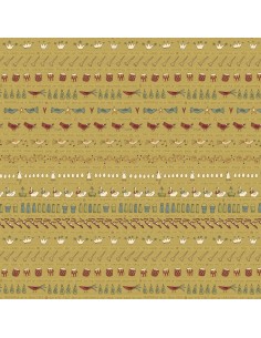 Henry Glass, On The 12th Day by Anni Downs - Tessuto Verde con Song Design - 110cm Henry Glass - 1