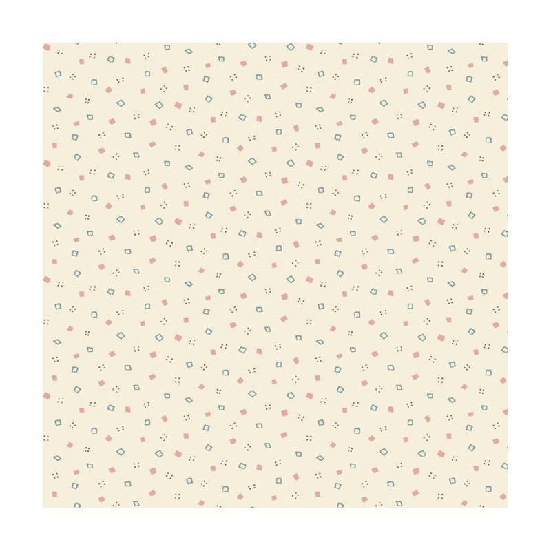 Henry Glass, Tealicious by Anni Downs - Tessuto Crema con piccoli Quadrati e Puntini - 110cm Henry Glass - 1