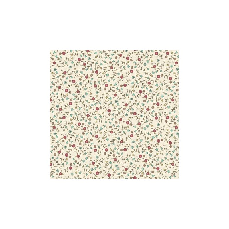 Henry Glass, Tealicious by Anni Downs - Tessuto Crema Fiori e Tulipani - 110cm Henry Glass - 1