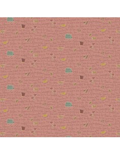 Henry Glass, Tealicious by Anni Downs - Tessuto Rosa con Parole Tealicious - 110cm Henry Glass - 1