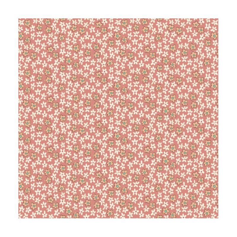 Henry Glass, Tealicious by Anni Downs - Tessuto Rosa con piccole Margherite - 110cm Henry Glass - 1