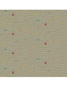 Henry Glass, Tealicious by Anni Downs - Tessuto Verde Polvere con Parole Tealicious - 110cm Henry Glass - 1