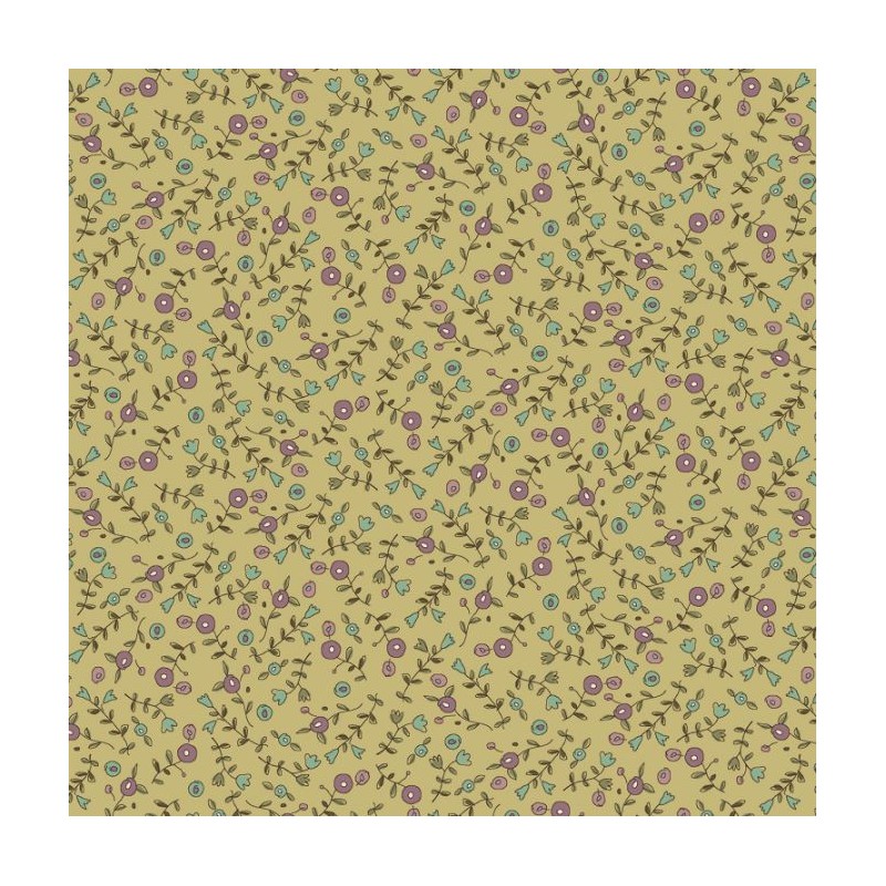Henry Glass, Tealicious by Anni Downs - Tessuto Verde Salvia Fiori e Tulipani - 110cm Henry Glass - 1
