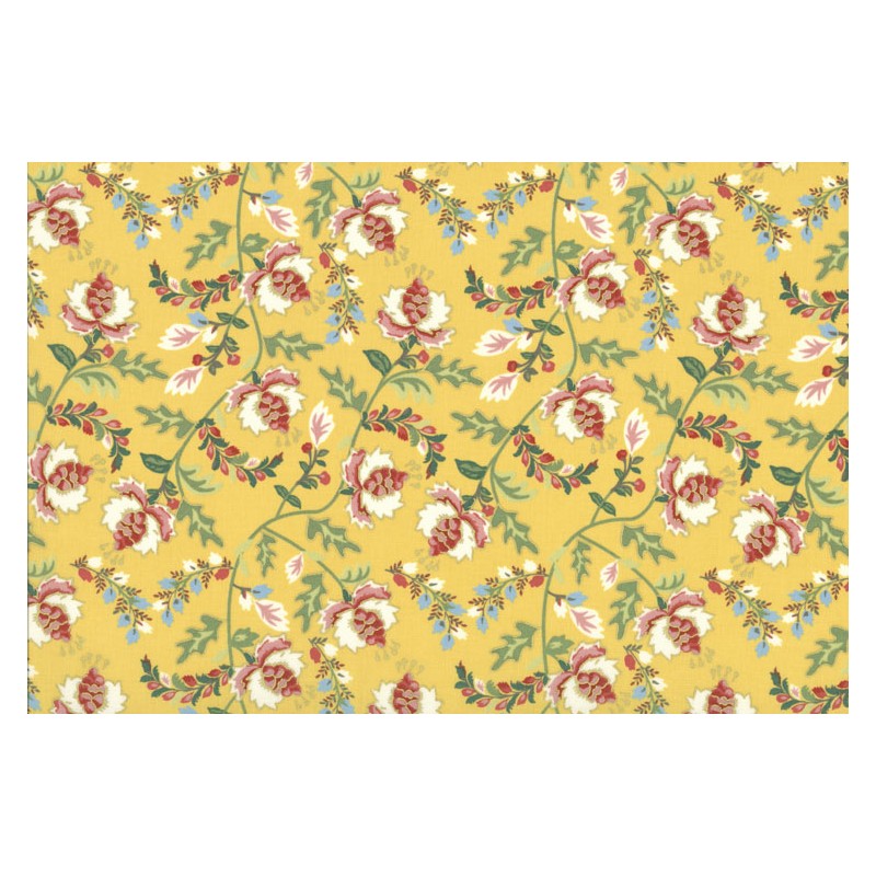 Lecien Madame Fleur by Jera Brandvig, tessuto giallo con fiori e foglie Lecien Corporation - 1