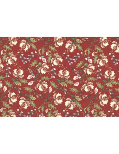 Lecien Madame Fleur by Jera Brandvig, tessuto rosso con fiori e foglie Lecien Corporation - 1