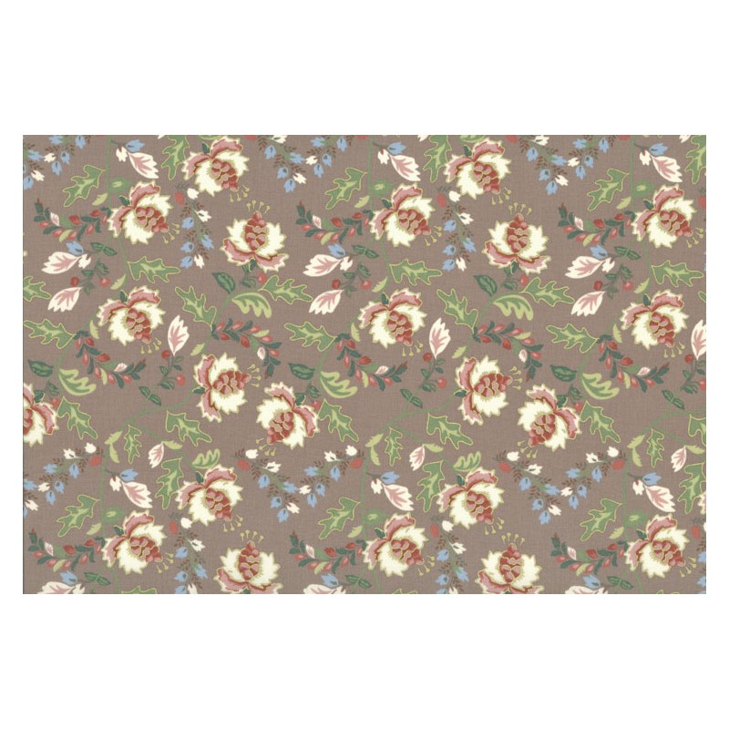 Lecien Madame Fleur by Jera Brandvig, tessuto tortora con fiori e foglie Lecien Corporation - 1