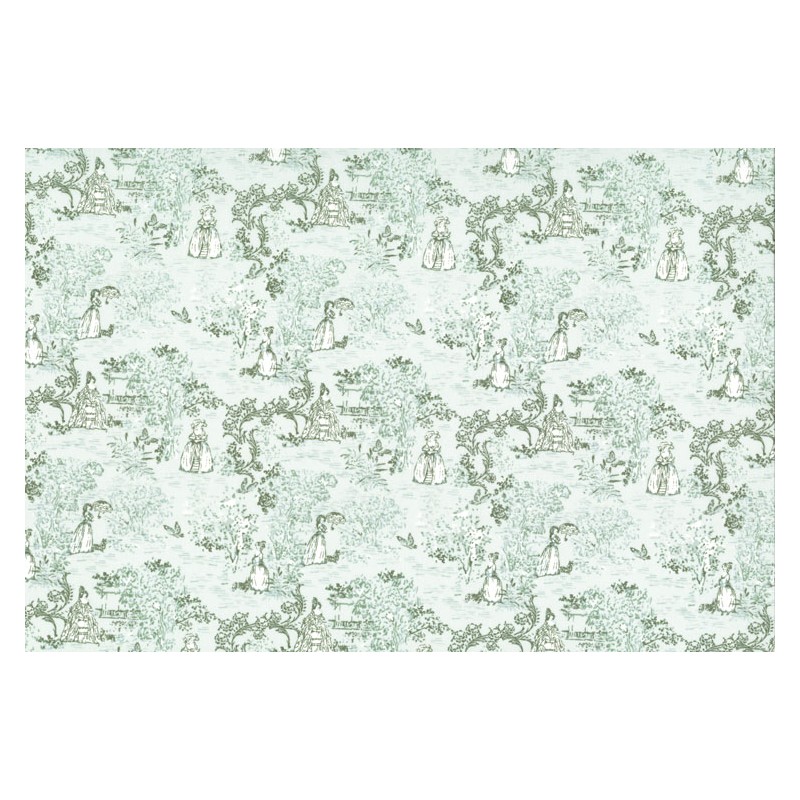 Lecien Madame Fleur by Jera Brandvig, tessuto verde acqua toile de jouy Lecien Corporation - 1