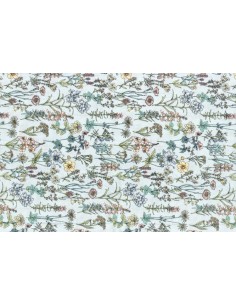 Lecien Memoire a Paris Quilting Cotton, tessuto azzurro nebbia con fiori recisi Lecien Corporation - 1