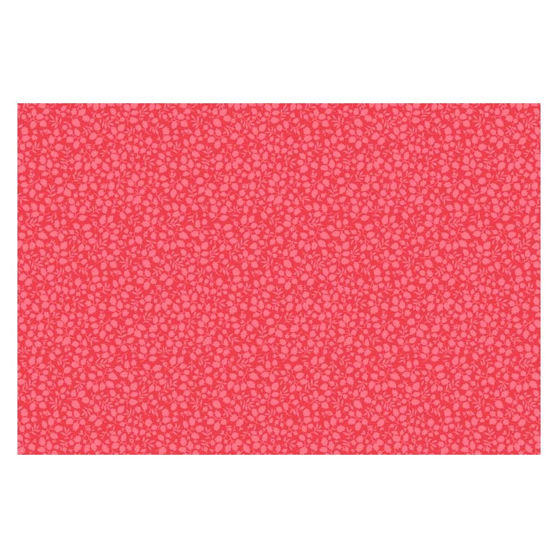 Lecien Memoire a Paris Quilting Cotton, tessuto rosso con fiori e rametti tono su tono Lecien Corporation - 1
