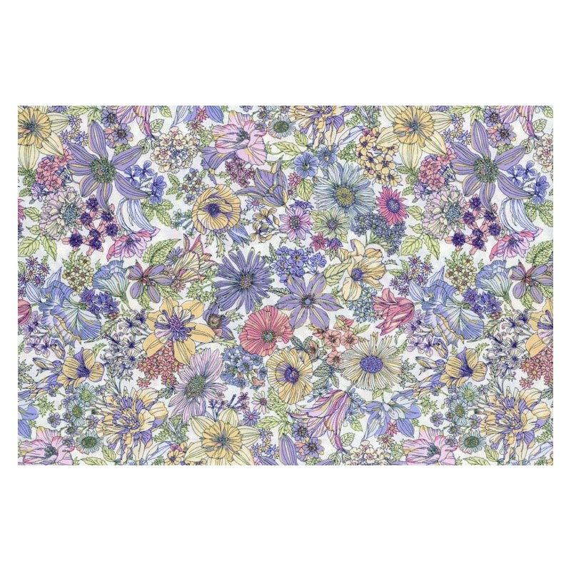 Lecien Memoire a Paris Quilting Cotton, tessuto viola lavanda con fiori Lecien Corporation - 1