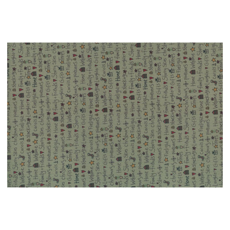 Lecien Scandinavian Christmas by Lynette Anderson - tessuto verde scritte di natale Lecien Corporation - 1