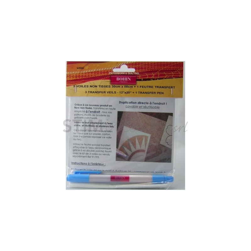 Bohin, Carta da Ricalco Magic Paper, 3 fogli 30 x 50 cm + Pennarello Idrosolubile Bohin - 2