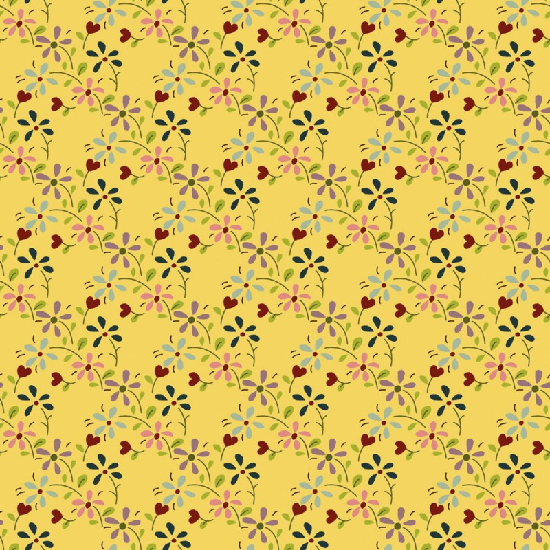 EQP Tomorrow's Heritage - Summer Meadow Daffodil, Tessuto Giallo Narciso con Prato Fiorito Ellie's Quiltplace Textiles - 1