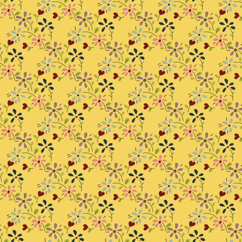 EQP Tomorrow's Heritage - Summer Meadow Daffodil, Tessuto Giallo Narciso con Prato Fiorito Ellie's Quiltplace Textiles - 1