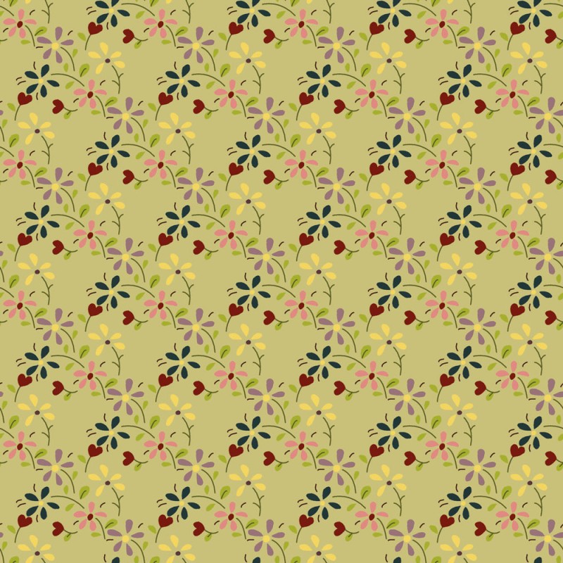 EQP Tomorrow's Heritage - Summer Meadow Sage Green, Tessuto Verde Salvia con Prato Fiorito Ellie's Quiltplace Textiles - 1