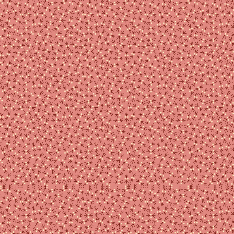 EQP Tomorrow's Heritage - Snowbird Coral Pink, Tessuto Rosa Corallo con Zampette di Uccello Ellie's Quiltplace Textiles - 1